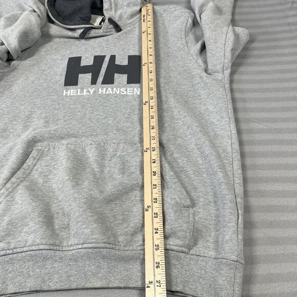Helly Hansen Hoodie Mens Medium Gray Pullover Sweatshirt Organic Cotton Logo - Picture 5 of 6
